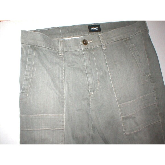 New Mens Hudson Jeans Gray Pants 32 X 34 USA Button Back Pockets Designer Soft - Picture 2 of 5